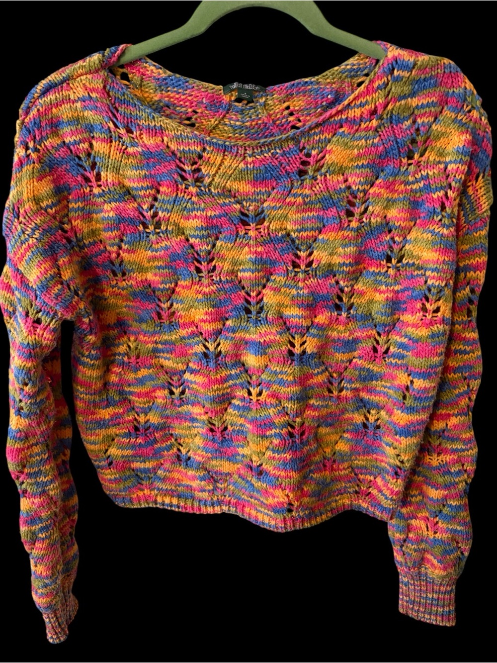 wild fable Multicolor Puffy Crewneck Sweater in Pink, Yellow, Blue